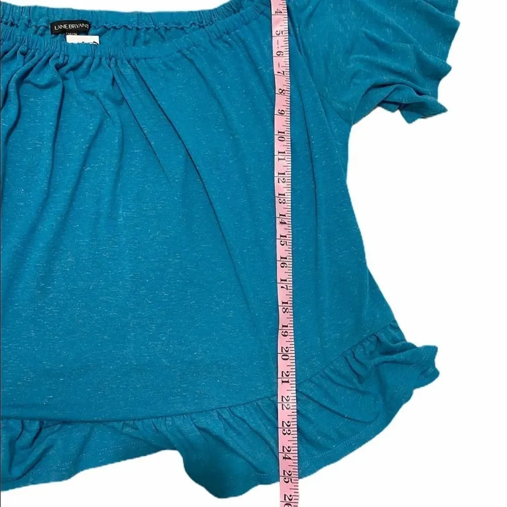 Lane Bryant Off The‎ Shoulder Ruffle Top Blue 26/28 - Picture 5 of 10